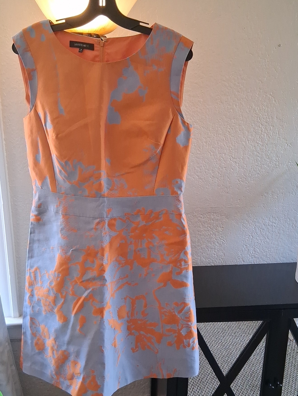 Lafayette 148 New York Orange and Light Blue Floral Sheath Dress